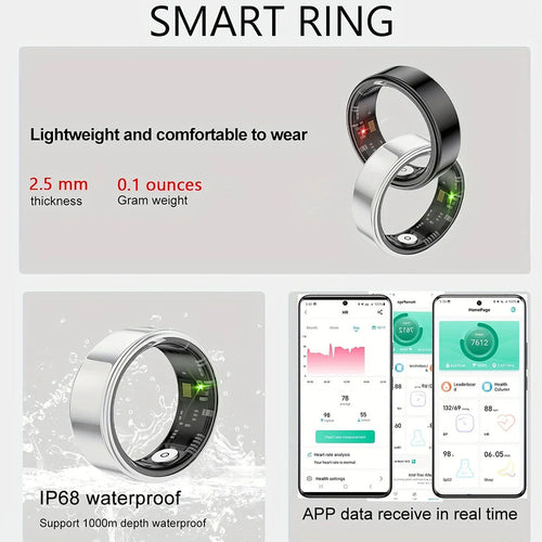 Smart Fitness Ring with Heart Rate Blood Oxygen Tracking