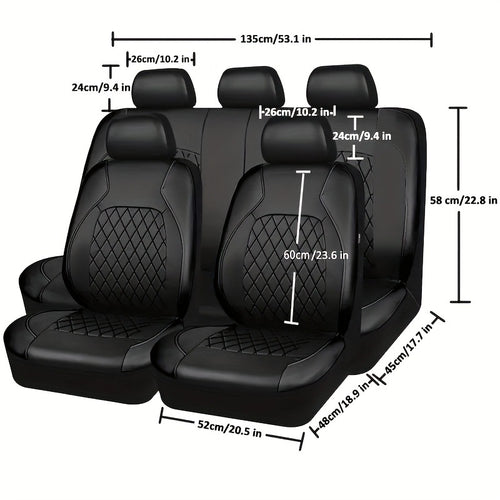 Universal Quilted Leather Car Seat Cover Set