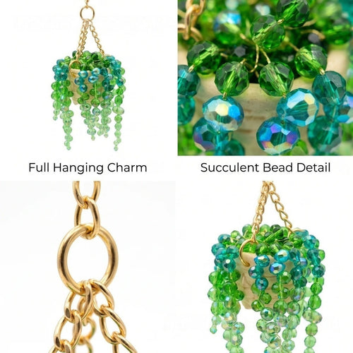Crystal Bead Hanging Basket Car Mirror Decoration