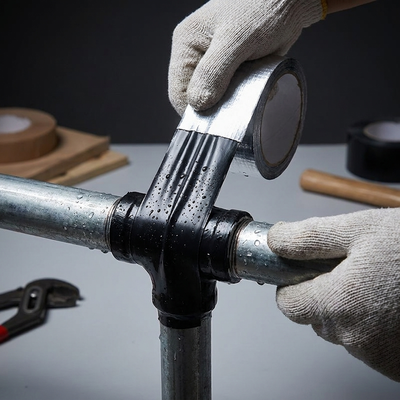 SealTight butyl repair tape being wrapped around a pipe connection